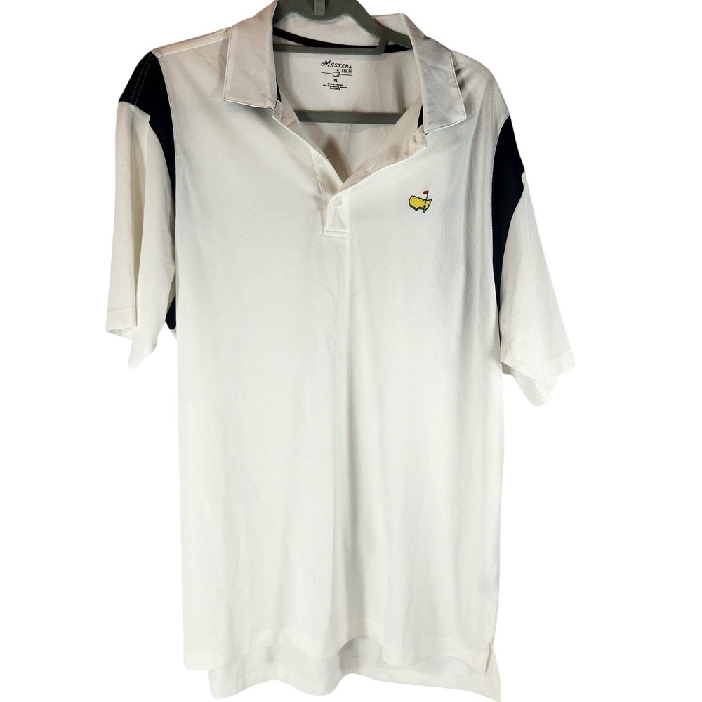 Masters‎ Tech Golf Polo White Navy Blue Performance Stretch Mens XL